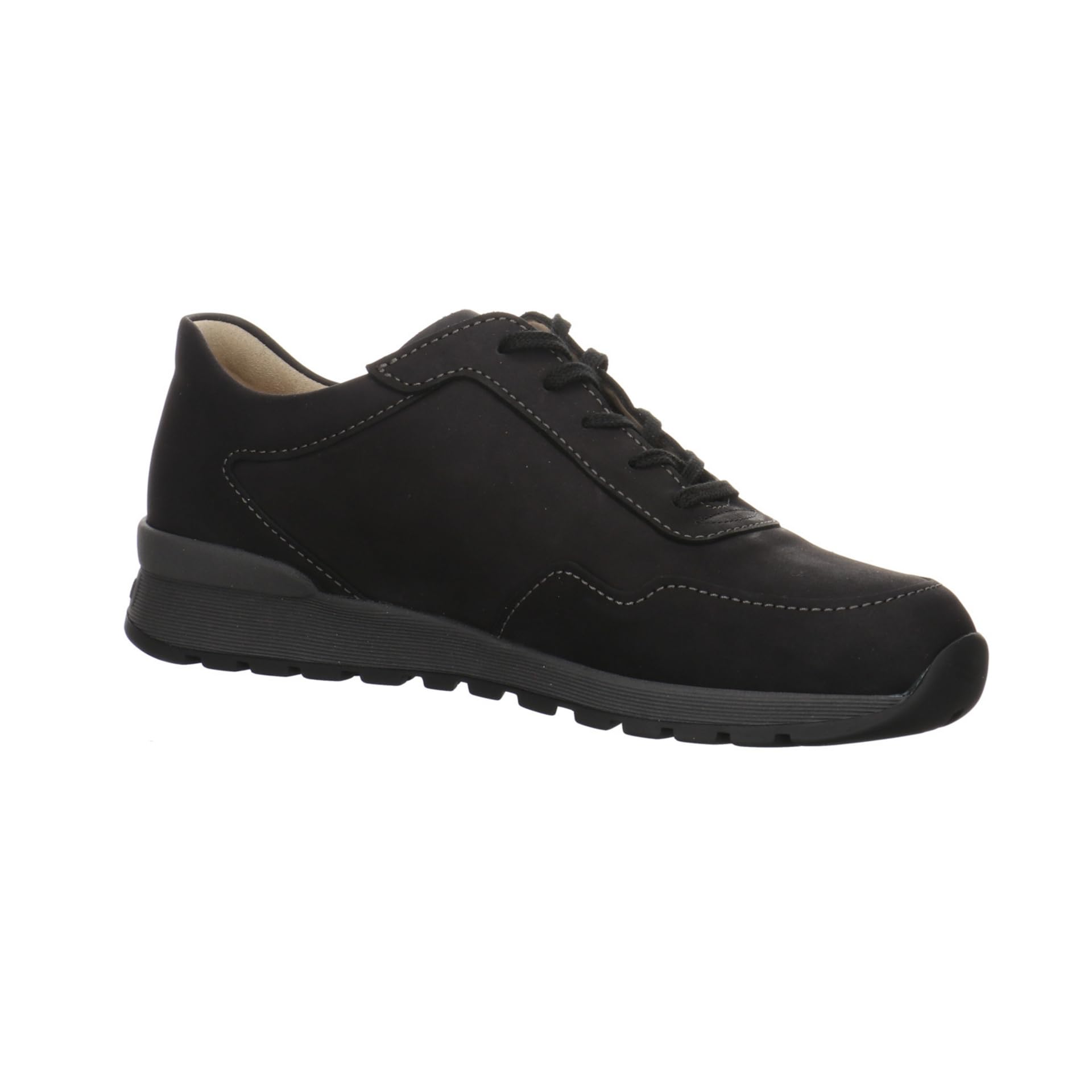 Finn Comfort Prezzo Scarpe basse da uomo con lacci, in pelle nabuk, per il tempo libero, eleganti, tinta unita Prezzo con lacci, larga, nubuck da uomo, Nero , 47 EU