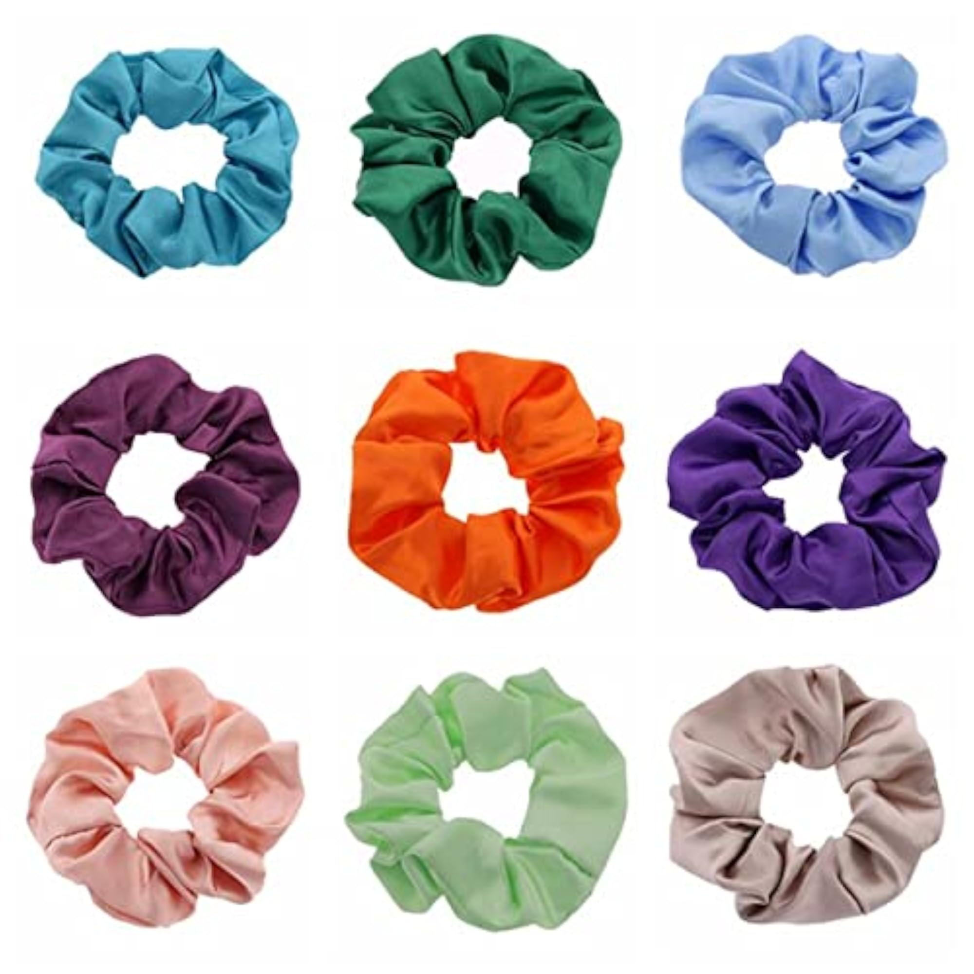 12PCS Satin Hair Scrunchie, Elastic Solid Color Ponytail Holder