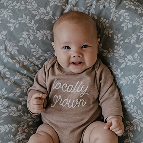 Image of Mini Wander Swaddles for Newborns Muslin Swaddle Blankets - Breathable Soft Gender Neutral Receiving Blanket Baby Essentials | 47 x 47 Cotton - Leafy Sprig (Blue)