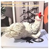 ODIWEN White Rooster Figurine, Chicken Decoration, Resin Rooster Statue - Image 4