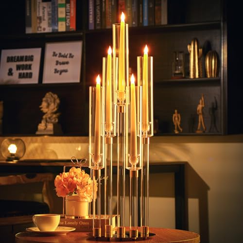 Barydat SIJ-BARYDAT-3207 4 Pcs Acrylic Candelabra Centerpieces Clear Candle Holder Crystal 5 Arm Candlesticks Holder thumb #3