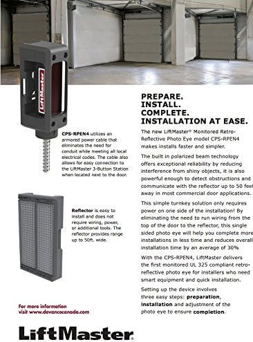LiftMaster CPS-RPEN4 Retro-Reflective Photo Eye | Commercial Garage Doors | Gate Operators | Monitored Retro Reflective Photo Eye Safety System
