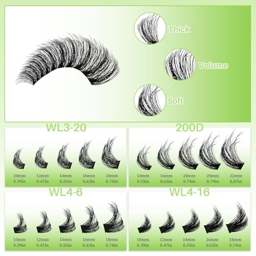 LASHSUN Thick Fluffier 200D Lash Clusters Kit 540pcs D Curl 4 Styles 10-22mm Cluster Lashes Kit Soft and Comfortable False Eyelashes Extension Kit, DIY Long Lasting Lashes At Home - image 6