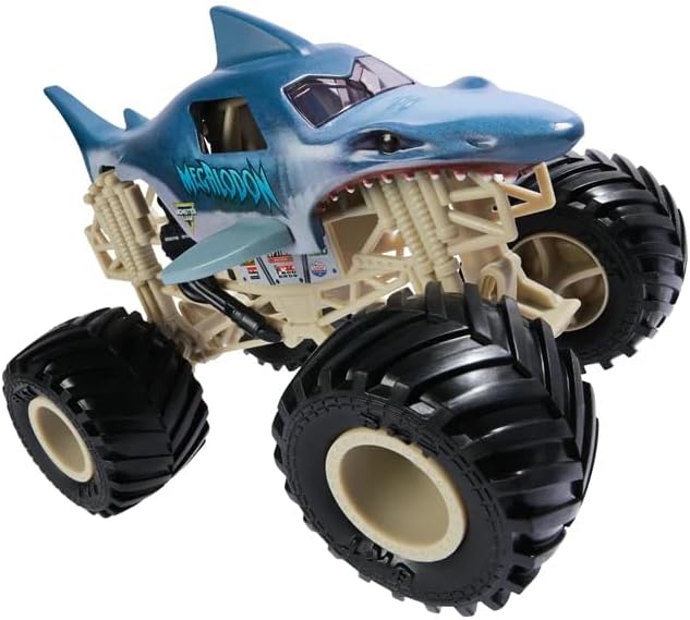 Monster Jam Megalodon 1:24 Scale Monster Truck, Realistic Shark Design, Durable Collectible Toy, Official Spin Master, Ages 3+