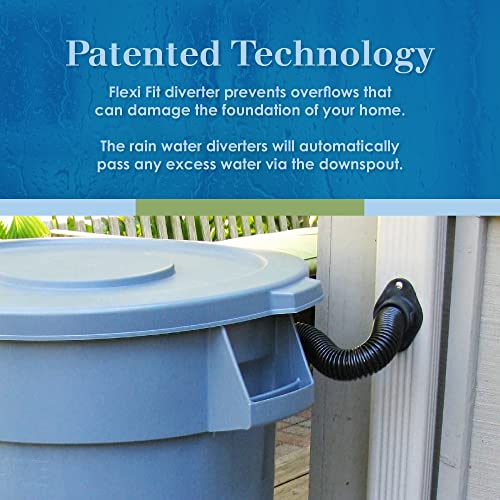 Earthminded Flexifit Universal Diverter System - Works With Standard Rectangular Downspouts - Easily Connects Your Existing Rain Barrel To A Downspout Diverter System #TOP5