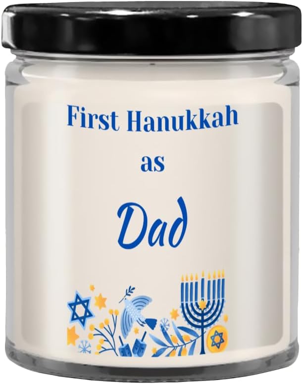 First Hanukkah as Dad Candle, Candles with Text, Birthday Gift, Hanukkah Gift, Holiday, Menorah