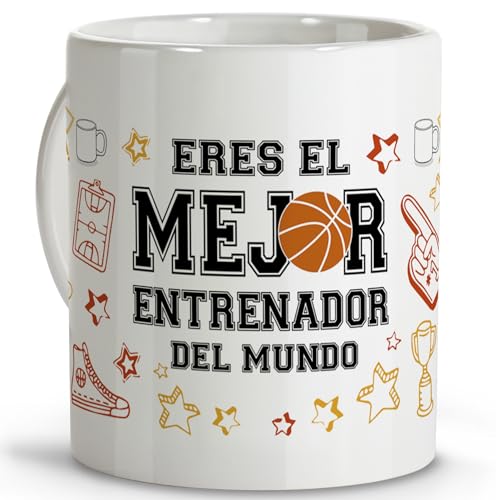 Baloncesto regalos originales. Tazas originales para regalar. Regalo entrenador. Regalos baloncesto. Taza cerámica 330 ml. Entrenador baloncesto