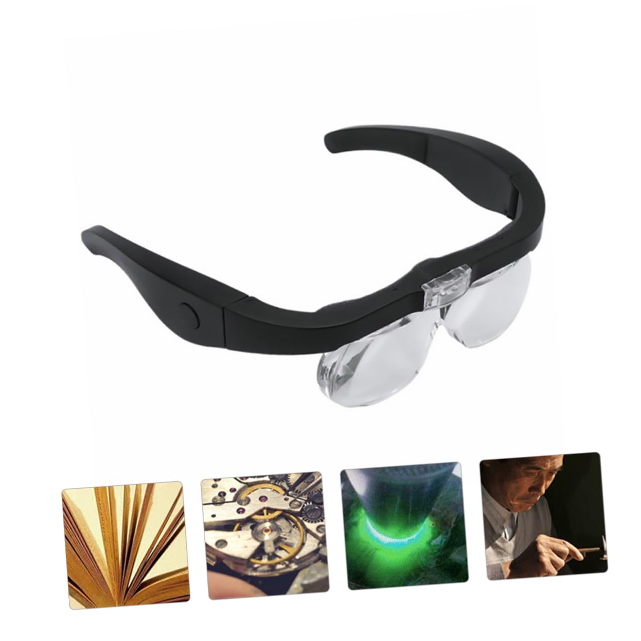ERINGOGO USB Wiederaufladbare Lupenbrille Mit Licht Ergonomisches Design Für Präzises Lesen Handwerken Und Detailarbeiten Fach Vergrößerung Für Senioren Juweliere Und Hobbyisten