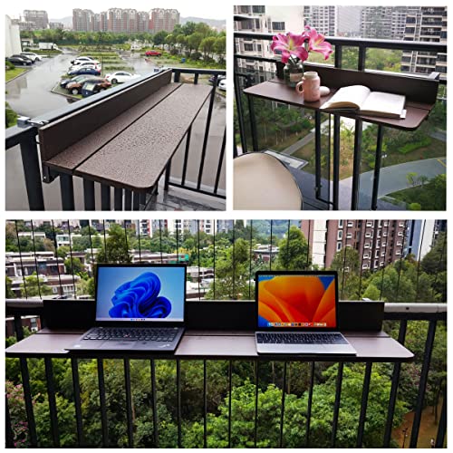 Furnikna Balcony Table Bar For Railing, Outdoor Deck Rail Hanging Table, Adjustable Height Small Folding Desk For Patio, Saving Space Foldable Balcony Bar For Garden #TOP4