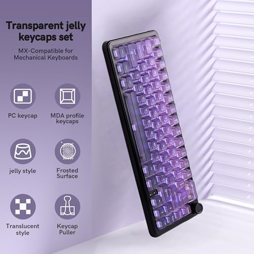 Image of dagaladoo Gradient Purple Frosted keycaps,Translucent Keyboard keycaps,Jelly Key caps Set,Shine Through Key caps,Cherry Profile Keyboard caps for Mx Switches Mechanical Keyboard(115key)