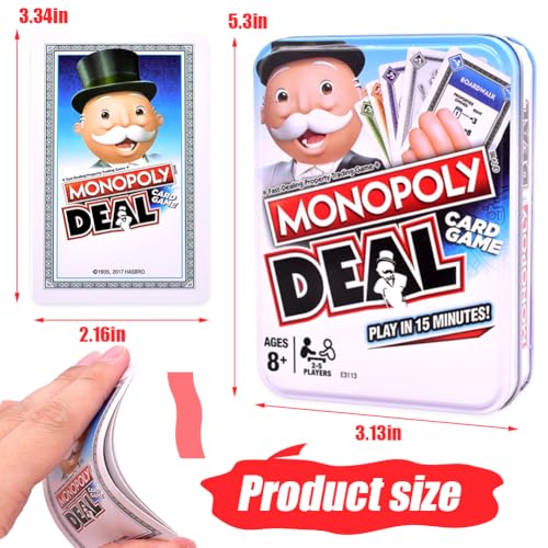 MIFKLMV Schnelles Kartenspiel, Monnopoly Reisespiel, Casual Tabletop Spiel, Unterhaltsame Spiel für Familien und Kinder ab 7 Jahren, Metallbox - A (Blau) – Bild 3