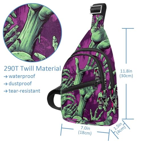 Mochila cruzada manos zombi con correa ajustable unisex 5