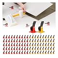 Tile Leveling System Pro Tools, 100-Piece Tile Spacers Clips Reusable Floor Leveling Compound+100-Piece Replaceable Spare Steel T-Pin, Tile Leveler Spacers Kits for Wall&Floor Tile Installation