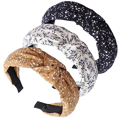 scicent 3Pcs Headbands for Women Alice Bands Adult Boho Beauty Wide Top Knot Turban Fabric Hairband No Slip Headwear Elastic Hair Hoops HB0014