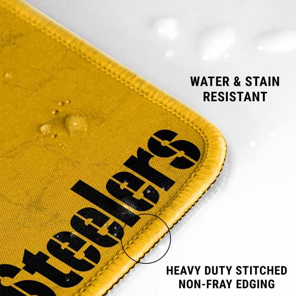 Skinit Small Gaming Mouse Pad - Officially Licensed NFL Pittsburgh Steelers - Alternate Distressed Design with Stitched Edges, Waterproof, Non-Slip Rubber Base, Desk Mat for Keyboard & Mouse