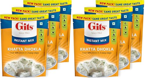 Image of Gits Instant Khatta Dhokla Mix, Makes 100 Per Pack, Pure Veg, Instant Indian Snack Mix, 1500g (Pack of 6, 500g Each)