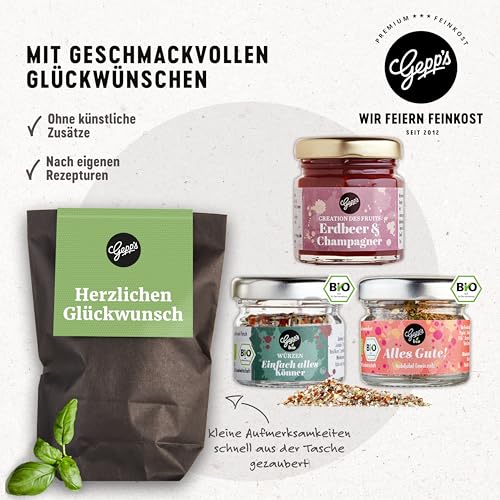 Gepp's Feinkost Wundertüte Herzlichen Glückwunsch I Geschenkset mit Delikatessen I Geschenk gefüllt mit Kleinigkeiten für Freundin, Kollegen, Lehrer I Kulinarische Geschenkidee