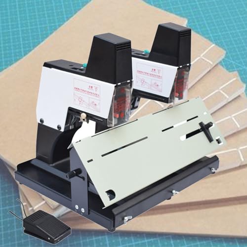 Agrafeuse à Cheval électrique, relieuse Automatique avec pédale pour jusqu'à 40 Feuilles, Reliure à Plat et Verticale à 9 Vitesses (Double tête)