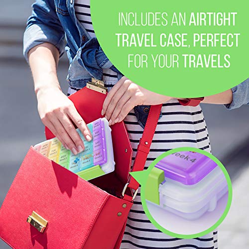 Monthly Pill Organizer, Pill Box, Medicine Organizer, 4 Weekly Pill Organizer, Pill Container, Vitamin Organizer, Travel Pill Container, Medication Organizer Pill Holder, Large Pill Organizer #TOP5