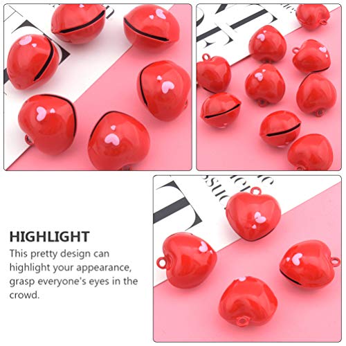 Nuobesty Jingle Bells Craft Bells Heart Shaped Christmas Bells Ornaments Metal Sleigh Bells For Diy Bag Wedding Wreath Jewelry Fireplace Charms Front Door Window Red 6Pcs #TOP7