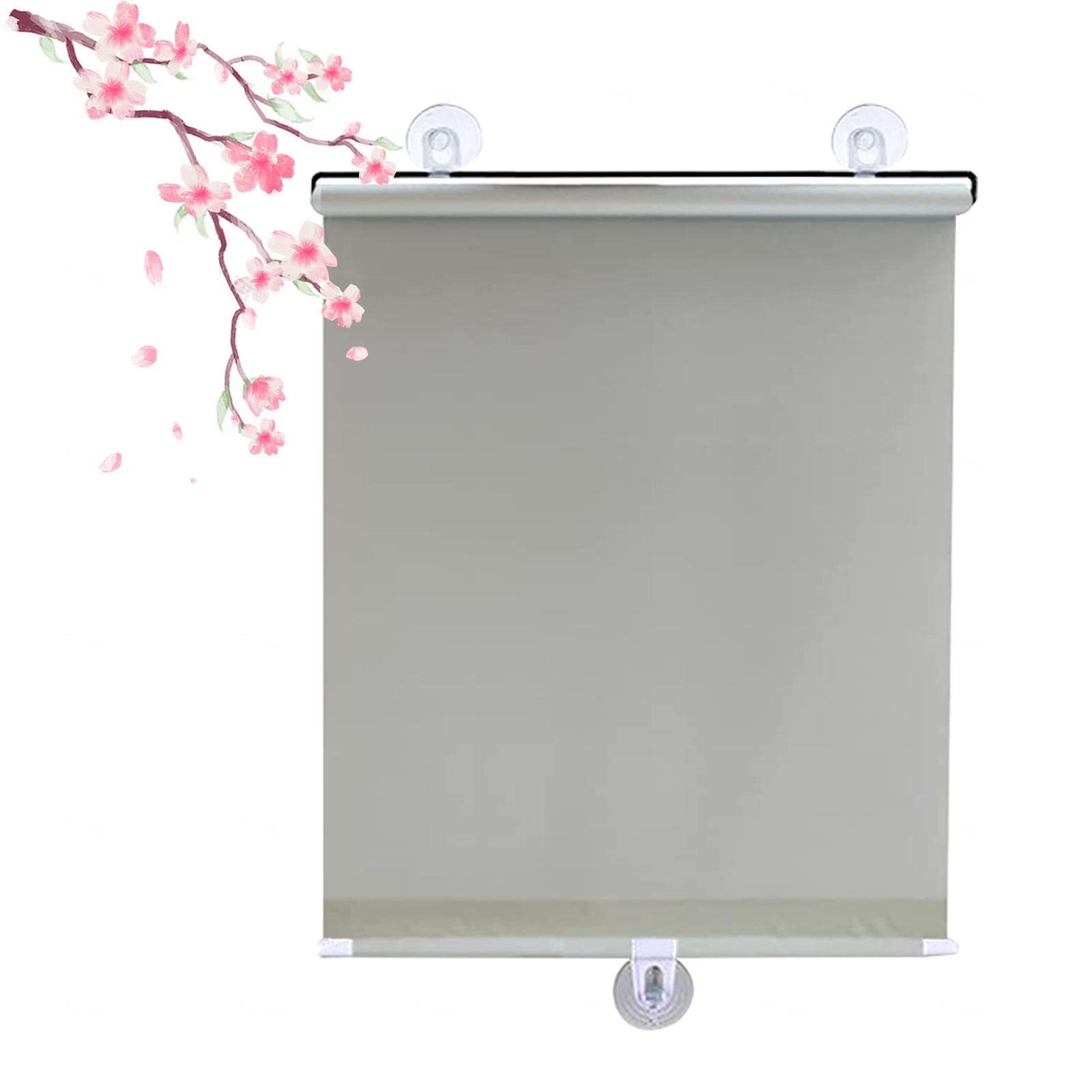 Kgudys Grey Suction Cup Roller Blinds, Protection Uv Blackout Window Shade, Portable Curtains With Suction Cups, Temporary Privacy Blinds, 30-75Cm Wide, Retractable,-58X125cm/23X49in