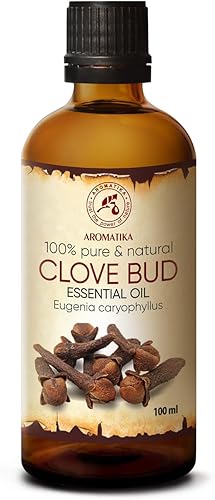 Aromatika - Aceite esencial de clavo de olor, 3.4 onzas líquidas, Eugenia Caryophyllus, aromaterapia, fragancia para el hogar, aceites de clavo