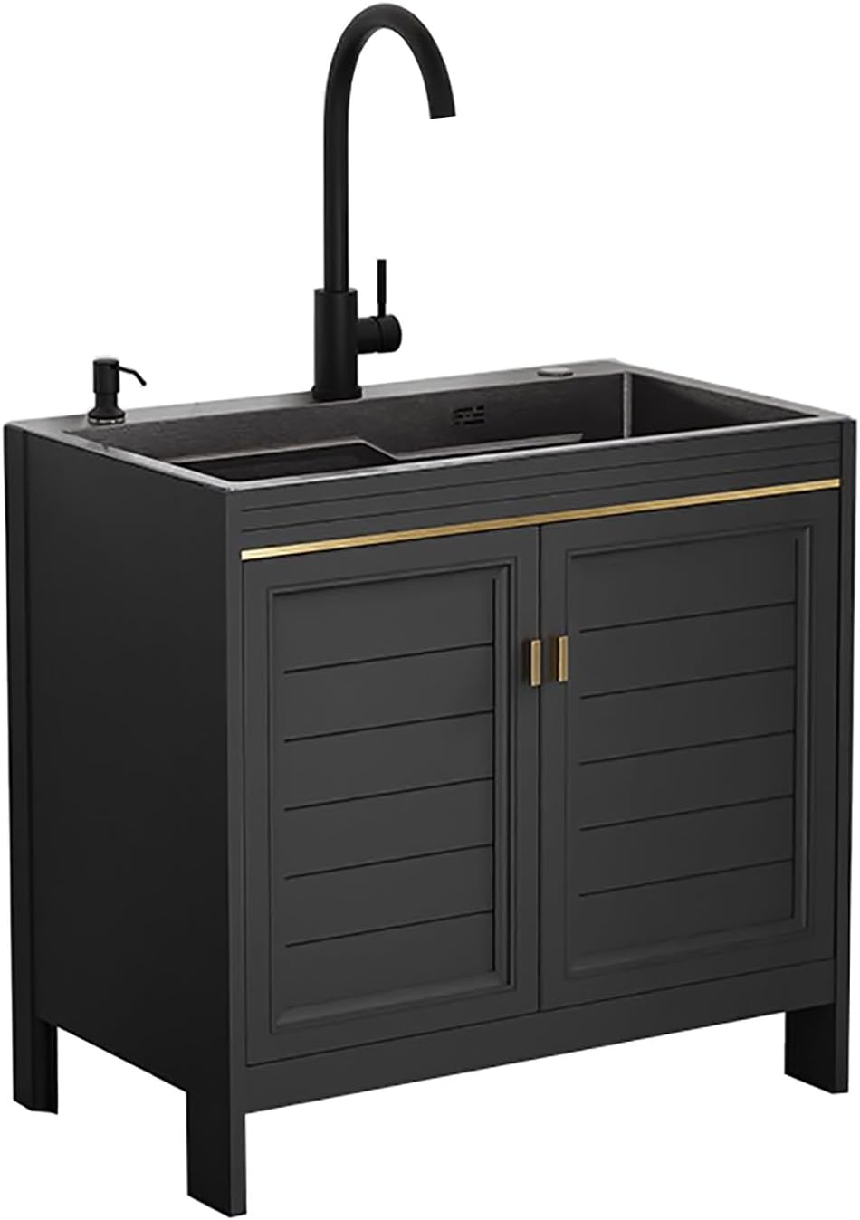 Amazon.com: Black Kitchen Sink and Cabinet Combo Utility Sink Laundry Sink Cabinet Combo ...