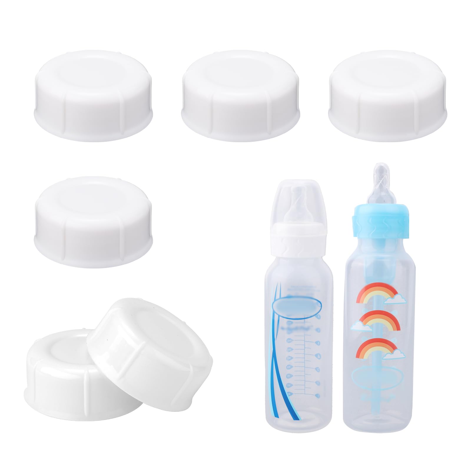 6pcs Bottle Caps for Dr. Brown's & Medela Bottles, Reliable Narrow BPA Free Travel Bottle Cap with Sealing Gasket Storage Bottle Lids Replacement Parts Bottle Accessories(White)