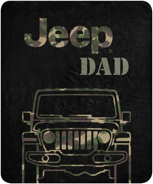 Jeep Dad Sherpa Blanket - Officially Licensed (Black, 50 in x 60 in)