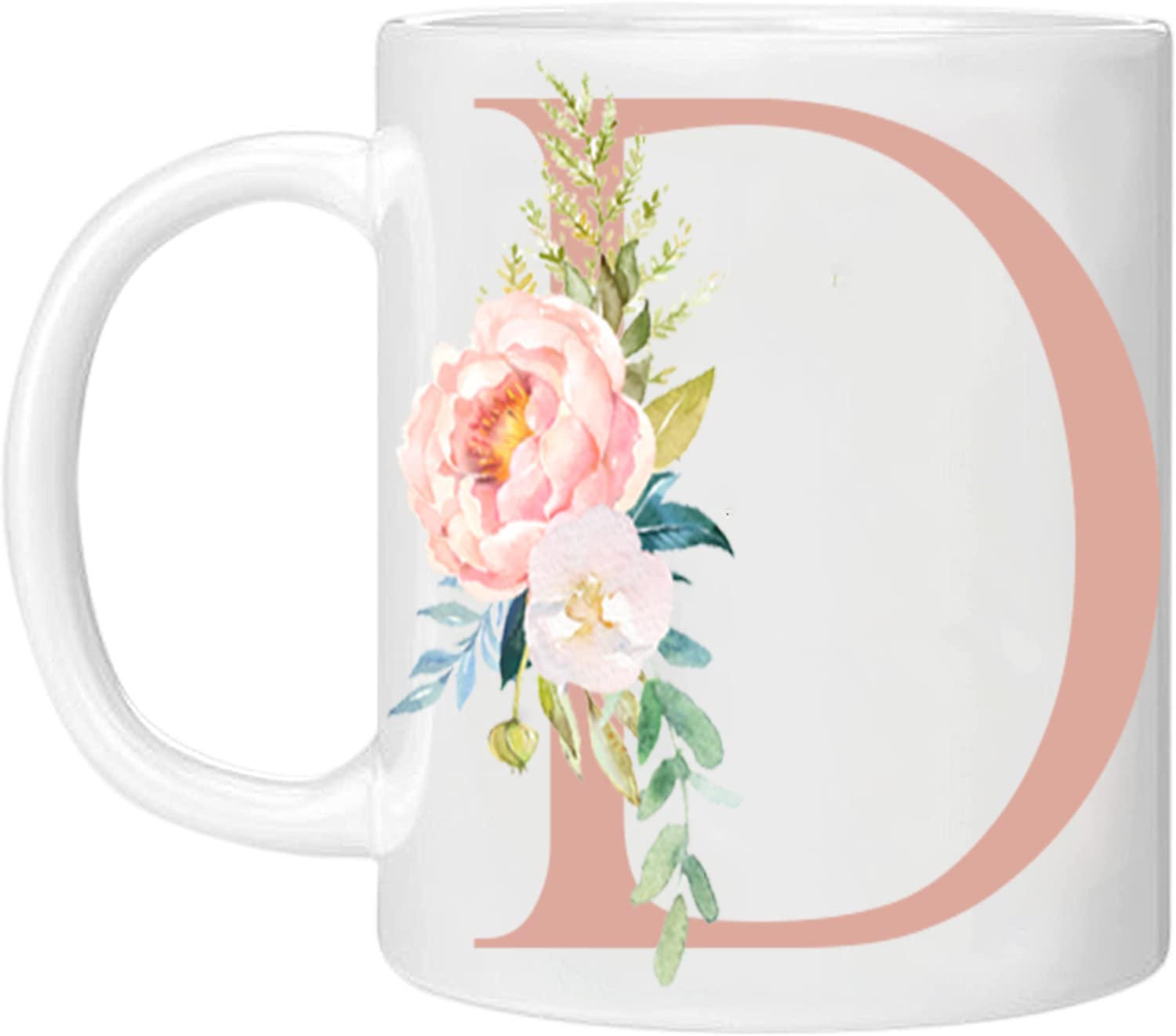 Retreez Tasse Mit Initiale A-Z & Blumenmotiv – Keramik-Tasse 325 Ml, Beidseitig Bedruckt, Mikrowellen- & Spülmaschinengeeignet