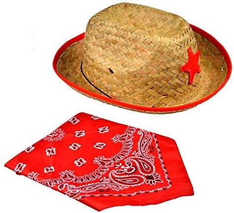 Miniatura 4 de 12unidades de sombreros de paja de vaqueros con bandanas 6 de colorrojo y 6de color azul como regalos para fiestas