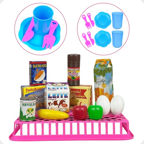 Kit Cozinha Infantil de Brinquedo Eletrodomésticos Comidinhas C/ 25 peças
