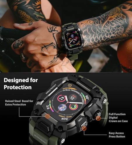 Ultimal Rugged Case With Band For Apple Watch Band 45Mm,Compatible With Apple Watch Series 9/8/7 45Mm Band Men, Military Grade Shockproof Bumper Cover For Iwatch Tactical Band Men thumb #4