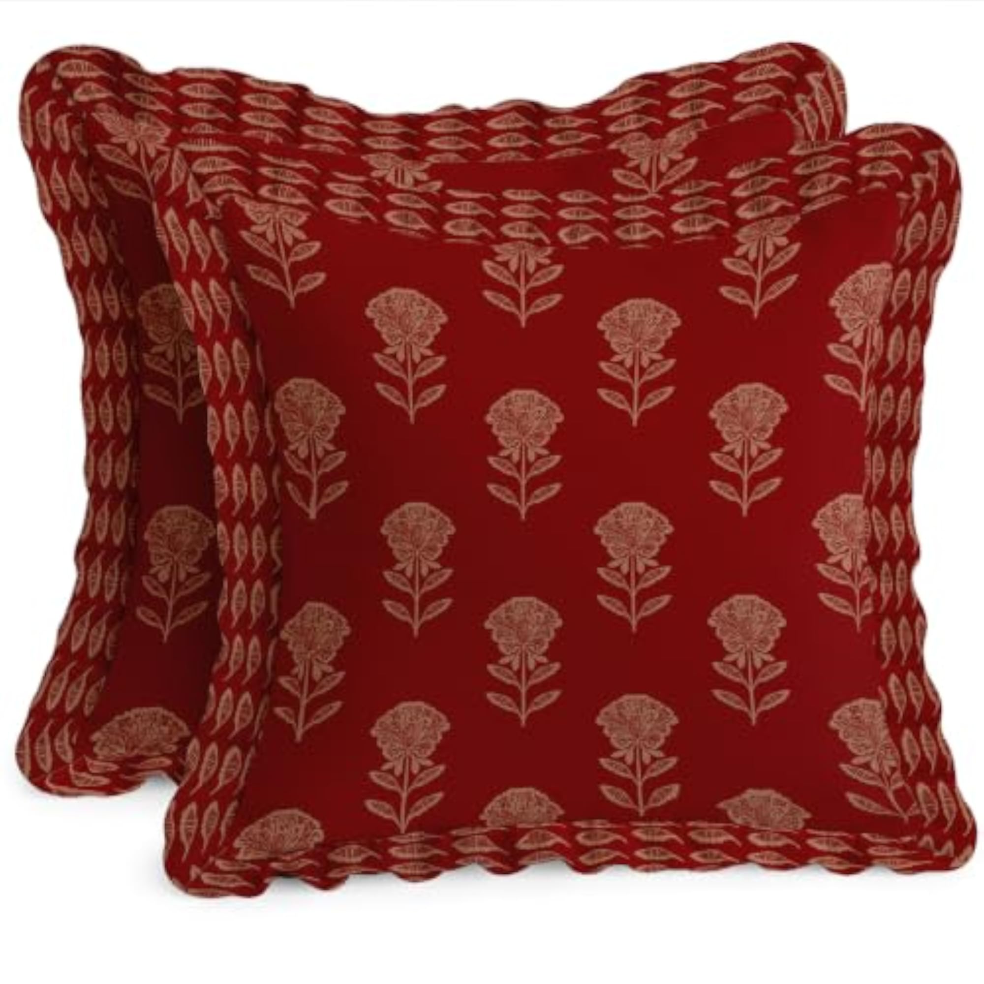Ruffle Edges Decorative Cushion Covers Set of 2