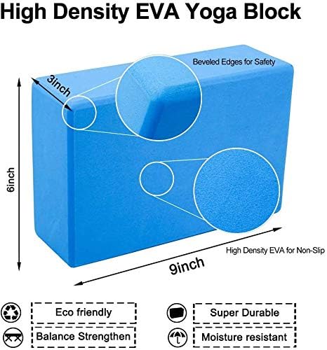 Image of serveuttam Yoga Block (2 PC) - High Density EVA Foam Block to Support and Deepen Poses, Improve Strength and Aid Balance and Flexibility with Yoga Belt (Yoga Blocks)