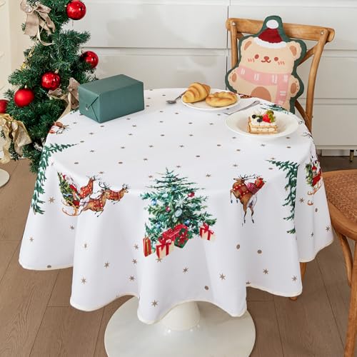 Mantel de Navidad, lavable, mantel de Navidad, mantel de Navidad, mantel de jardín, redondo, ovalado, rectangular, para interiores (blanco, rectangular, 85 x 85 cm)