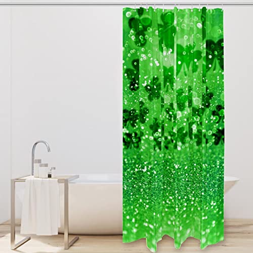 Rideau de douche vert scintillant trèfle irlandais 183 cm - 3