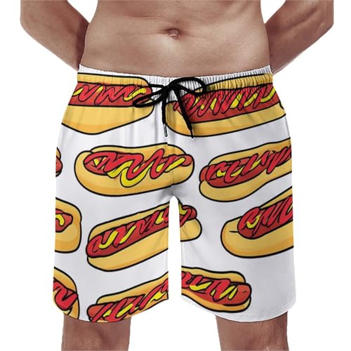 Hot Dogs Mustard Ketchup Classic Mens Swim Trunks Beach Board Shorts Bathing Suit Summer Vacation