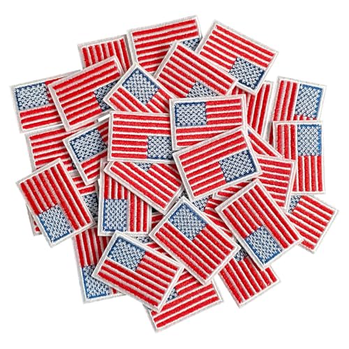 Harsgs Small American Flag Patches Embroidered Iron on US Flag Patches Applique for Clothes Hat Backpack Jeans and More Pack of 15 Red