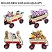 Sanch Ancha Heavy Duty Steel Wooden Side Support Cargo Wagon with 10” All-Terrain Air Tires, Up to 176lb Haul Capacity, Effortless Foldable Handle Cart for Towing Kids Toys, Gardening Supplies (Red)
