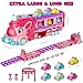Funwee Unicorn Car Toys for 2 3 4 5 6 7 Year Old Toddler Girls,Princess Carrier Truck with Sound & Lights,2 Player Race Mode Foldable Track Pink Car Toys,Birthday Gift Idea for Kids