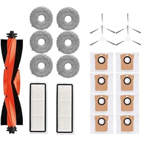 GTFHFFH 21 Pack Dust Bag Mop Cloth Main Side Brush Hepa Filter Kit Vacuum Cleaner Replacement Parts, Compatible for Xiaomi Robot Vacuum X20 + / X20 Plus Robot Vacuum Sweeper Accessories Cover