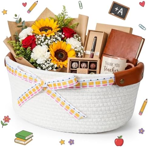 Havawish 1 Pack Back to School Gift Basket Empty, Woven Teacher G...