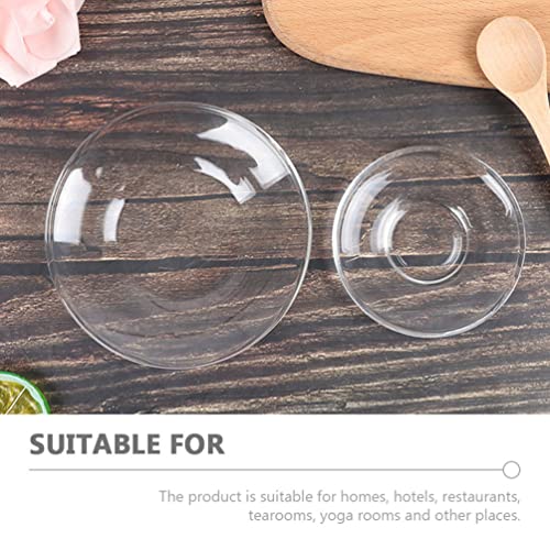 Stobok 2Pcs Clear Coffee Plates Round Cup Saucers Small Glass Plates Snack Plates Coffee Tea Saucer Drinkware Coffee Tea Dish For Home Kitchen #TOP5