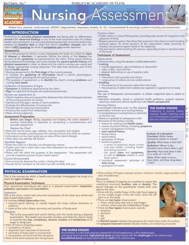Nursing: Assessment: QuickStudy Laminated Reference Guide