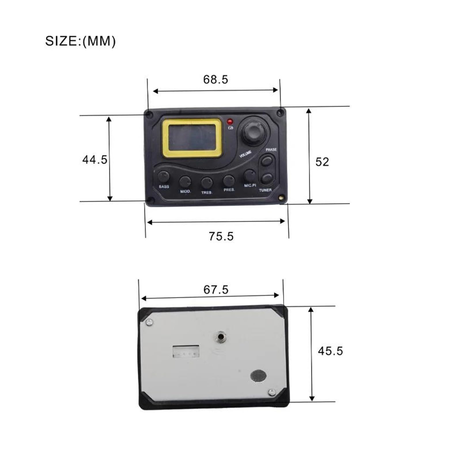 Professioneller EQ-Vorverstärker Für Akustikgitarre Mit Digitalem Procedding-Tuner 4-Band-EQ-Equalizer Mit Digitalem Procedding-Tuner Professioneller Tonabnehmer für Akustikgitarre(17A)