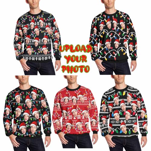 InterestPrint Custom Sweatshirt with Photo for Men Women Personalized Face Ugly Christmas Funny Pullover Shirt Xmas Gift3