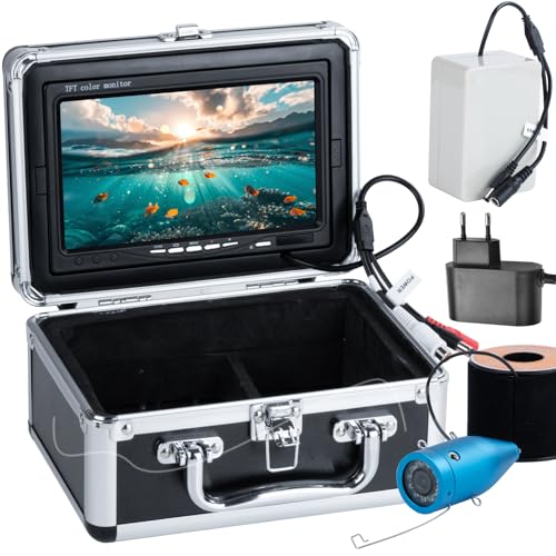 Image of Underwater Fishing Camera 7 inch HD LCD Monitor Fish Finder, 12pcs Infrared Lights Night Vision, Waterproof Fishing Camera for Ice Lake Boat Sea Kayak Fishing