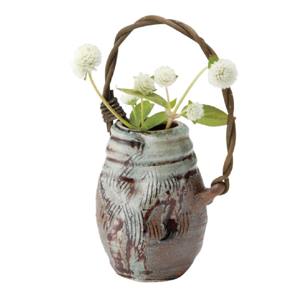 Amazon.co.jp: 信楽焼 花器・花入 (辰砂変形つる付) : ホーム＆キッチン
