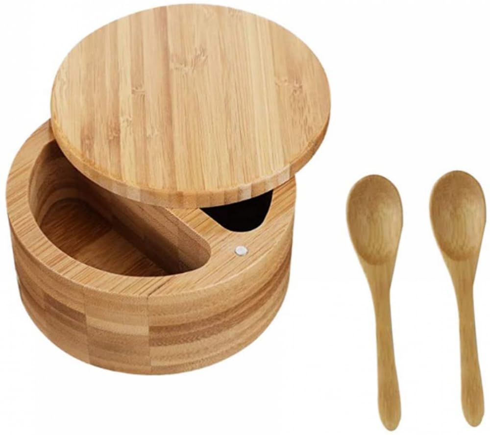 VHJdtE Seasoning jars, 1Set Wooden Salt and Spice Containers Condiment Jars with Lids and
